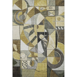 HomeRoots 5' X 8' Stylish Brown, Black & Gray Abstract Washable Area Rug - UV Protection & Stain Resistant! 700387