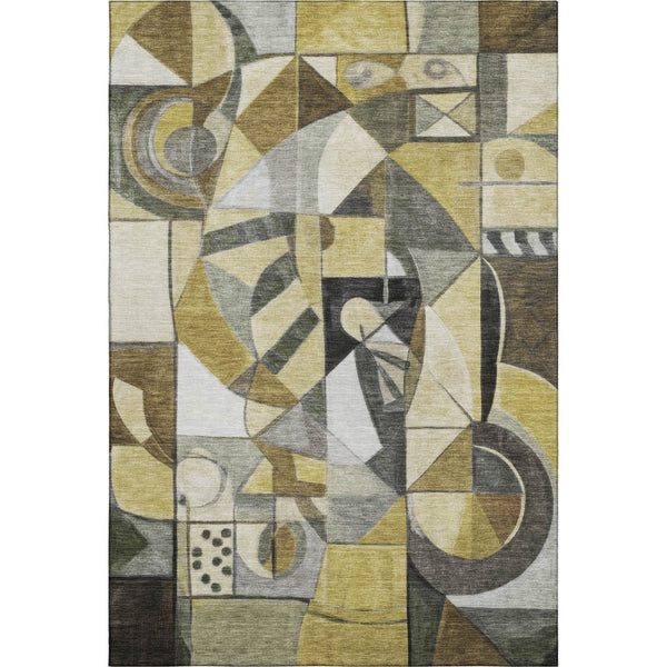 HomeRoots 5' X 8' Stylish Brown, Black & Gray Abstract Washable Area Rug - UV Protection & Stain Resistant! 700387