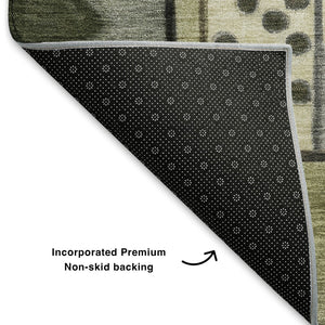 HomeRoots 5' X 8' Stylish Brown, Black & Gray Abstract Washable Area Rug - UV Protection & Stain Resistant! 700387