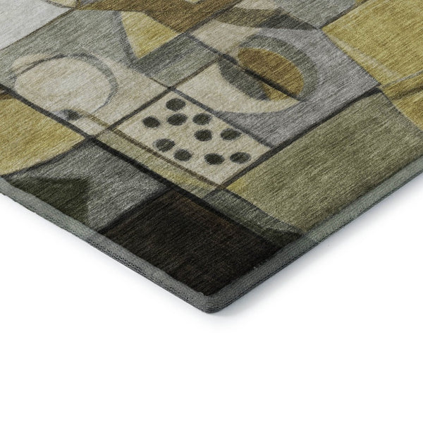 HomeRoots 5' X 8' Stylish Brown, Black & Gray Abstract Washable Area Rug - UV Protection & Stain Resistant! 700387