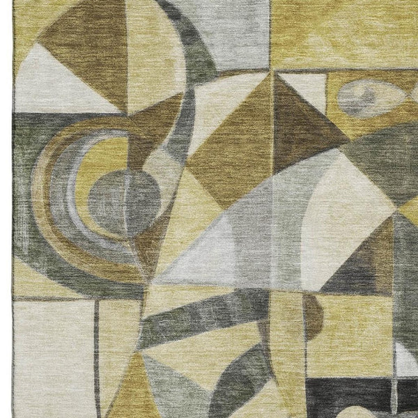 HomeRoots 5' X 8' Stylish Brown, Black & Gray Abstract Washable Area Rug - UV Protection & Stain Resistant! 700387