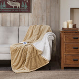 Woolrich Heated Plush to Berber Casual Throw WR54-1769 Tan