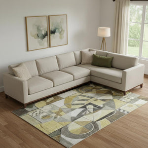 HomeRoots 10' X 14' Contemporary Abstract Area Rug – Durable, Washable, UV-Protected for High-Traffic Spaces 700391