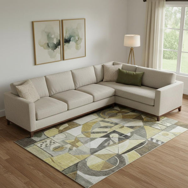 HomeRoots 10' X 14' Contemporary Abstract Area Rug – Durable, Washable, UV-Protected for High-Traffic Spaces 700391