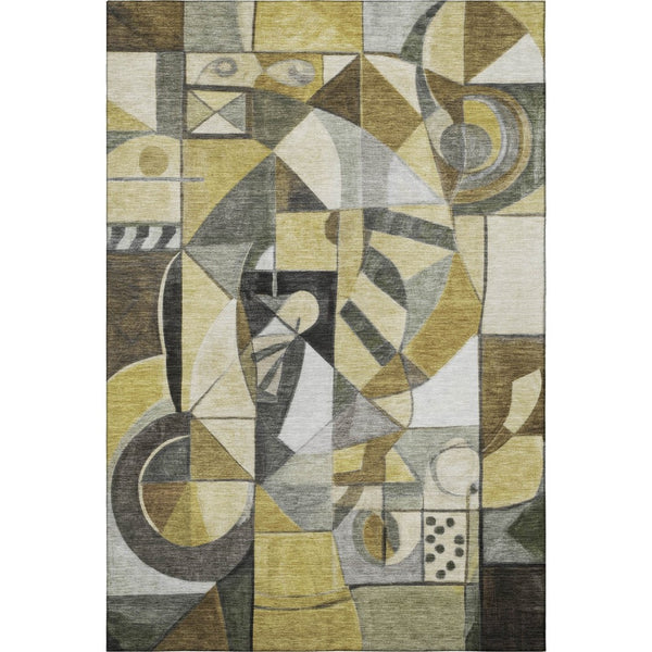 HomeRoots 10' X 14' Contemporary Abstract Area Rug – Durable, Washable, UV-Protected for High-Traffic Spaces 700391