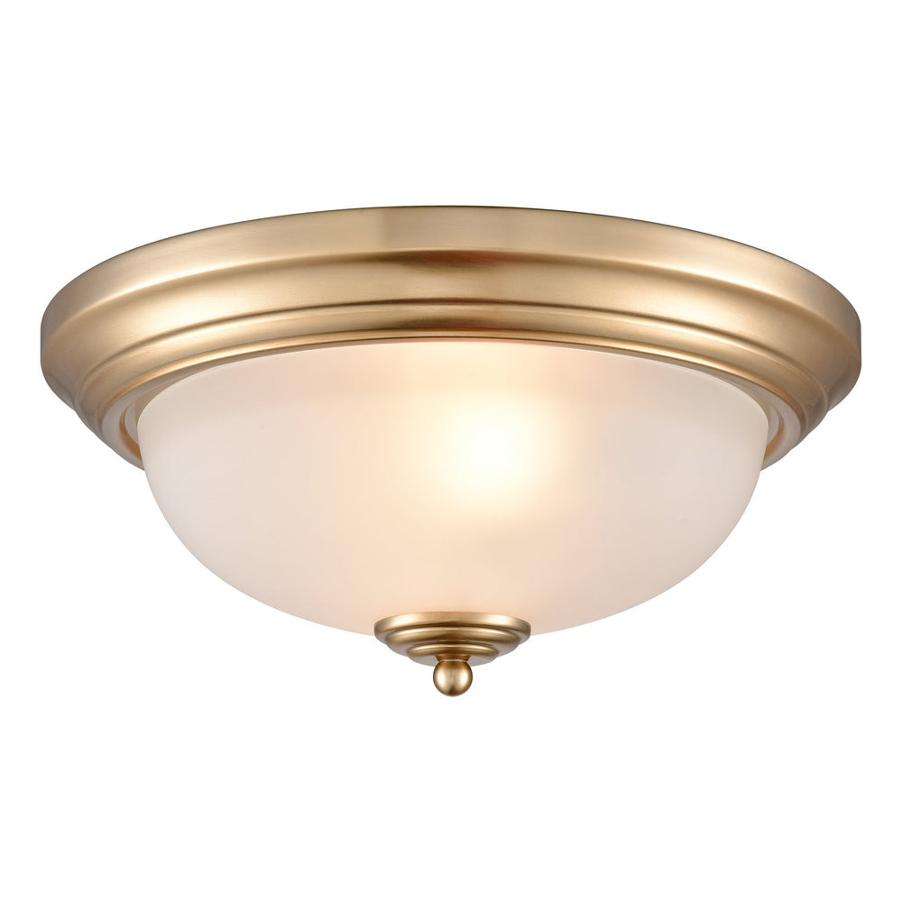 Thomas Lighting Helena 2 Bulb Flush Mount with White Glass Dome Shade for Low Ceiling Rooms Gold 13 inches 7003FM/50