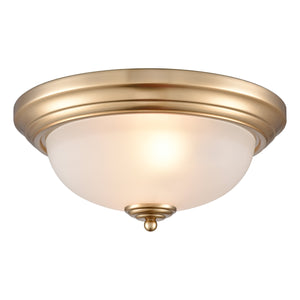 Thomas Lighting Helena 2 Bulb Flush Mount with White Glass Dome Shade for Low Ceiling Rooms Gold 13 inches 7003FM/50