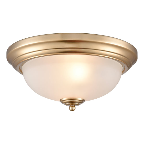 Thomas Lighting Helena 2 Bulb Flush Mount with White Glass Dome Shade for Low Ceiling Rooms Gold 13 inches 7003FM/50