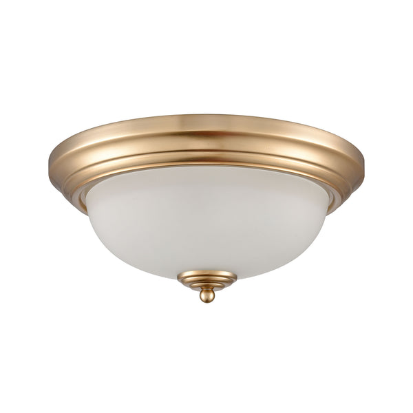 Thomas Lighting Helena 2 Bulb Flush Mount with White Glass Dome Shade for Low Ceiling Rooms Gold 13 inches 7003FM/50