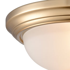 Thomas Lighting Helena 2 Bulb Flush Mount with White Glass Dome Shade for Low Ceiling Rooms Gold 13 inches 7003FM/50