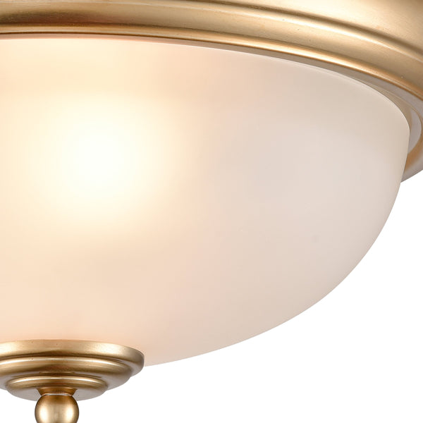 Thomas Lighting Helena 2 Bulb Flush Mount with White Glass Dome Shade for Low Ceiling Rooms Gold 13 inches 7003FM/50