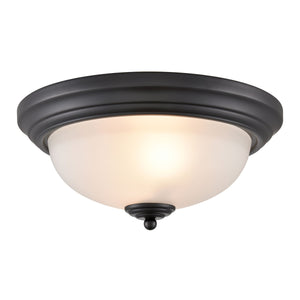 Thomas Lighting Helena 2 Bulb Flush Mount with White Glass Dome Shade for Low Ceiling Rooms Black 13 inches 7003FM/60