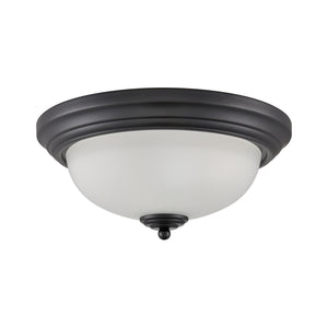 Thomas Lighting Helena 2 Bulb Flush Mount with White Glass Dome Shade for Low Ceiling Rooms Black 13 inches 7003FM/60