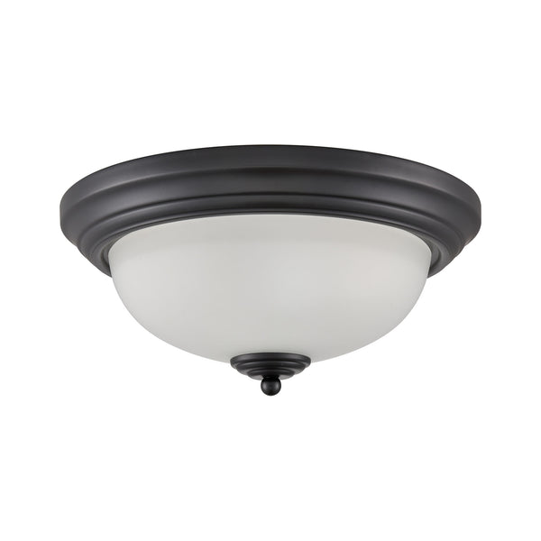 Thomas Lighting Helena 2 Bulb Flush Mount with White Glass Dome Shade for Low Ceiling Rooms Black 13 inches 7003FM/60