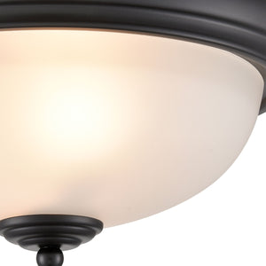 Thomas Lighting Helena 2 Bulb Flush Mount with White Glass Dome Shade for Low Ceiling Rooms Black 13 inches 7003FM/60