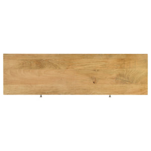 English Elm Harmony Modern Natural & Silver 2-Drawer Console Table with Sled Base, Knob Handles, Warm Wood Charm B062P333444