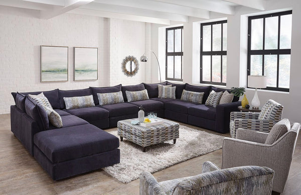 Fusion Elise Ink Sectional: Luxurious Grey Two-piece Design With Stylish Patterns And Ultimate Comfort Grey Sw ,100% Polyester 7004-03 19 15 19 19 19 15 19 11r Elise Ink Cockpit Sectional