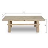 Lilys Hermosa Rustic Coffee Table Small Weathered Natural 48X22X16.. 7004