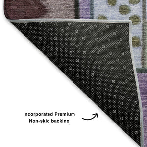 HomeRoots 5' X 8' Abstract Washable Area Rug in Green, Blue, Ivory - UV Protected & Stain Resistant Design 700405