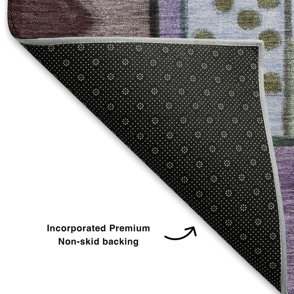 HomeRoots 5' X 8' Abstract Washable Area Rug in Green, Blue, Ivory - UV Protected & Stain Resistant Design 700405