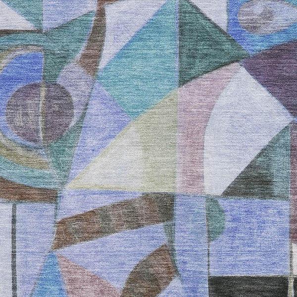HomeRoots 9' Modern Abstract Washable Area Rug in Green, Blue & Ivory – UV Protected, Durable & Stylish! 700408