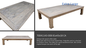 Lilys Vintage Coffee Table Xl Approx. 6-8Ft Long 40-50’’Wide Weathered Natural(Size & Color Vary) 70040143A
