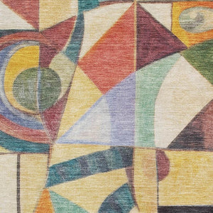 HomeRoots 8' X 10' Stylish Gold, Purple & Ivory Abstract Washable Area Rug with UV Protection & Non-Slip Backing 700413