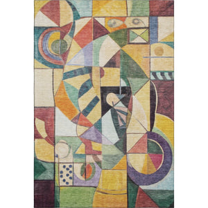 HomeRoots 10' X 14' Gold Purple Ivory Abstract Area Rug – Washable, UV-Protected, Durable & Stylish Decor Piece 700415
