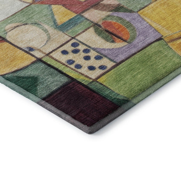 HomeRoots 10' X 14' Gold Purple Ivory Abstract Area Rug – Washable, UV-Protected, Durable & Stylish Decor Piece 700415