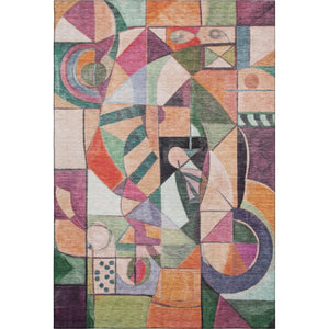 HomeRoots 5' X 8' Vibrant Orange Pink Ivory Abstract Area Rug – Washable, UV Protected, Family-Friendly Style! 700417