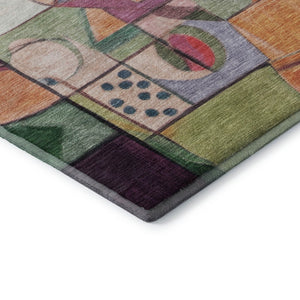 HomeRoots 5' X 8' Vibrant Orange Pink Ivory Abstract Area Rug – Washable, UV Protected, Family-Friendly Style! 700417