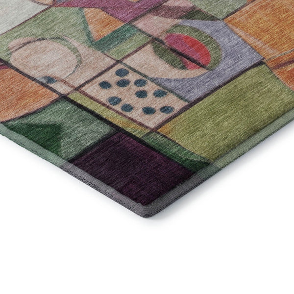 HomeRoots 5' X 8' Vibrant Orange Pink Ivory Abstract Area Rug – Washable, UV Protected, Family-Friendly Style! 700417