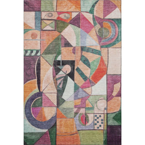 HomeRoots 5' X 8' Vibrant Orange Pink Ivory Abstract Area Rug – Washable, UV Protected, Family-Friendly Style! 700417