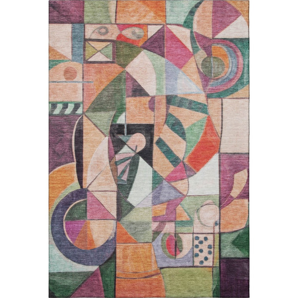 HomeRoots 5' X 8' Vibrant Orange Pink Ivory Abstract Area Rug – Washable, UV Protected, Family-Friendly Style! 700417