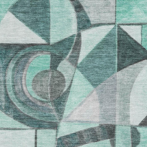 HomeRoots 10' Teal Black Ivory Abstract Area Rug - Washable, UV Protected, Durable for High-Traffic Spaces 700427