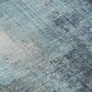 HomeRoots 8' Blue and Gray Abstract Washable Round Rug - Durable, Stylish, UV-Protected for Busy Homes! 700430