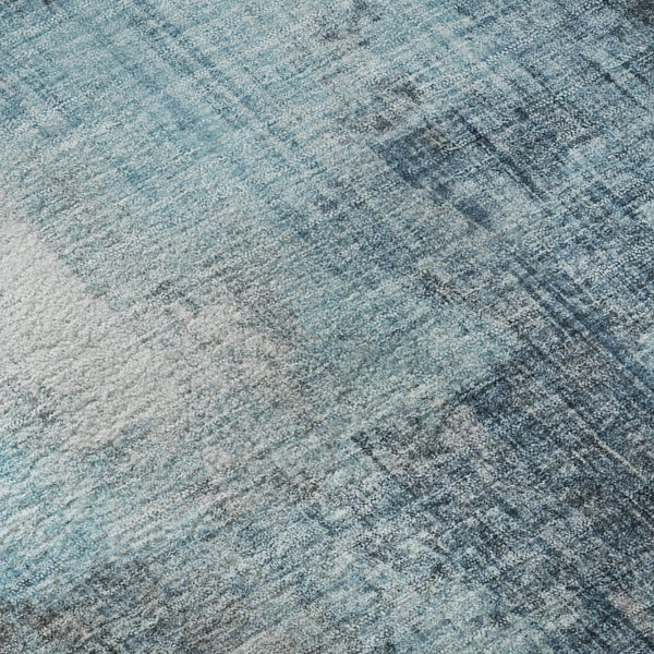 HomeRoots 8' Blue and Gray Abstract Washable Round Rug - Durable, Stylish, UV-Protected for Busy Homes! 700430