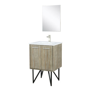 English Elm Rustic Acacia Bath Vanity Set With Cultured Marble Top, Brushed Nickel Faucet & 18" Mirror - Space-Saving! B2731S02084-GIGA
