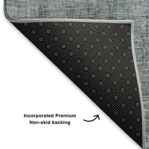 HomeRoots 8' X 10' Modern Blue & Gray Abstract Washable Area Rug with UV Protection for High-Traffic Spaces 700431