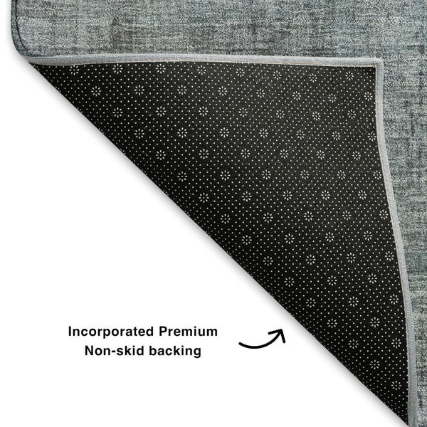 HomeRoots 8' X 10' Modern Blue & Gray Abstract Washable Area Rug with UV Protection for High-Traffic Spaces 700431
