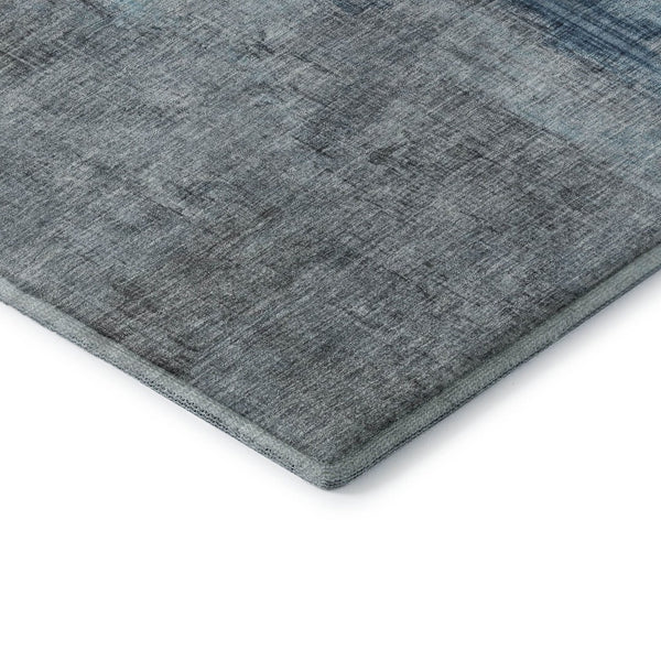 HomeRoots 8' X 10' Modern Blue & Gray Abstract Washable Area Rug with UV Protection for High-Traffic Spaces 700431