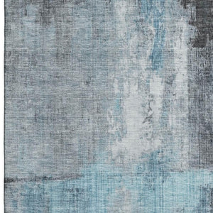HomeRoots 8' X 10' Modern Blue & Gray Abstract Washable Area Rug with UV Protection for High-Traffic Spaces 700431