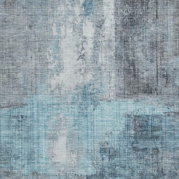 HomeRoots 9' X 12' Blue and Gray Abstract Area Rug – Washable, UV Protected, Kid & Pet Friendly, Non-Slip Backing 700432