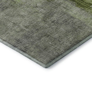 HomeRoots 5' X 8' Stylish Fern Green & Gray Abstract Area Rug - Washable, UV-Protected, Stain-Resistant Design! 700435