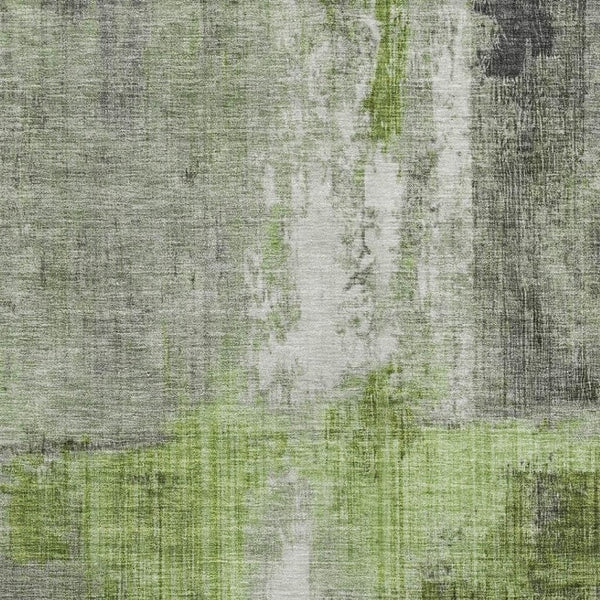 HomeRoots 5' X 8' Stylish Fern Green & Gray Abstract Area Rug - Washable, UV-Protected, Stain-Resistant Design! 700435