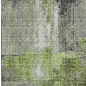 HomeRoots 5' X 8' Stylish Fern Green & Gray Abstract Area Rug - Washable, UV-Protected, Stain-Resistant Design! 700435