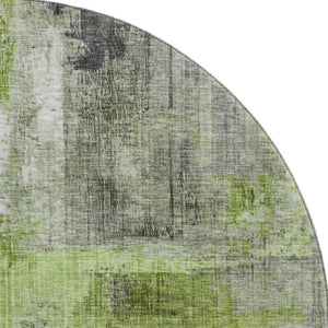 HomeRoots 8' Fern Green and Gray Abstract Washable Round Rug - Stylish, Durable, UV-Protected for Any Space 700436