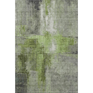 HomeRoots 8' X 10' Fern Green and Gray Abstract Area Rug - Washable, UV Protected, Stain-Resistant for Home Use 700437