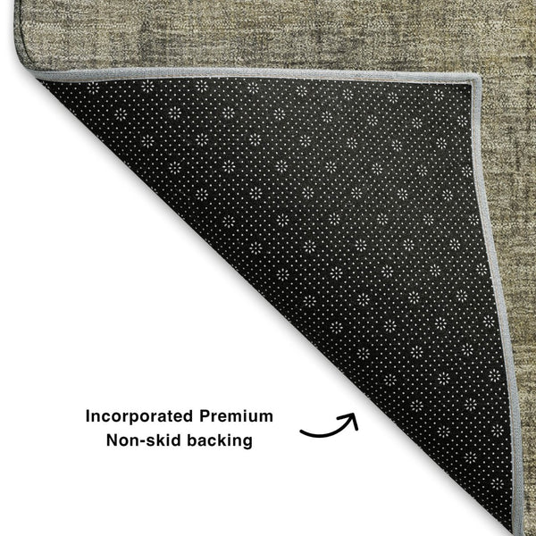 HomeRoots 8' X 10' Granite Gray and Gold Abstract Area Rug - Washable, UV Protected, Durable, Modern Design 700443