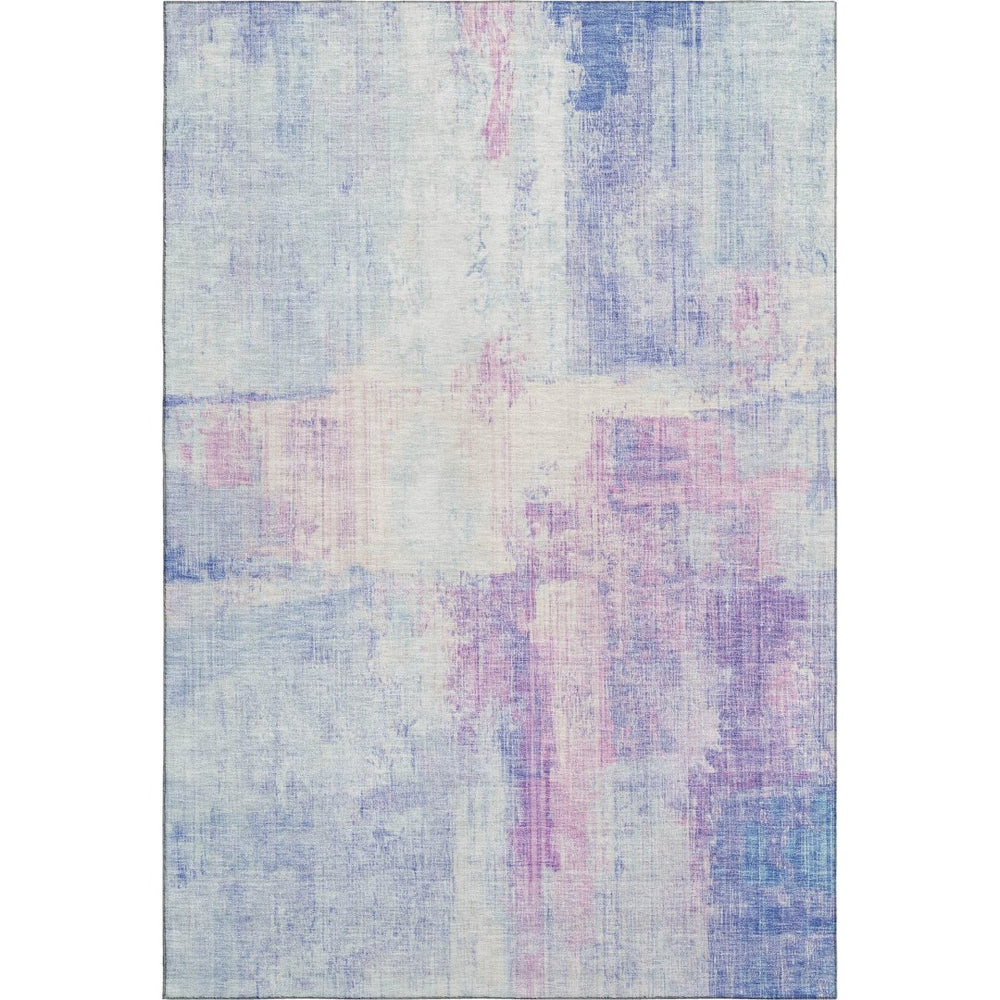 HomeRoots 9' X 12' Sky Blue & Ivory Abstract Washable Area Rug - Durable, UV-Protected, Family-Friendly Design 700450